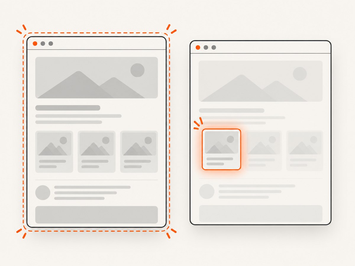Choose between a complete page and one CSS-selected element when automating captures.