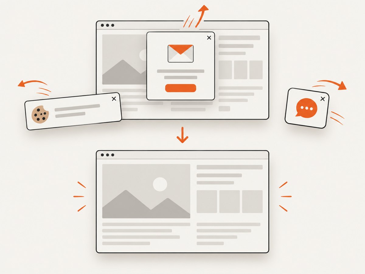 Removing overlays before capture keeps the page content readable.