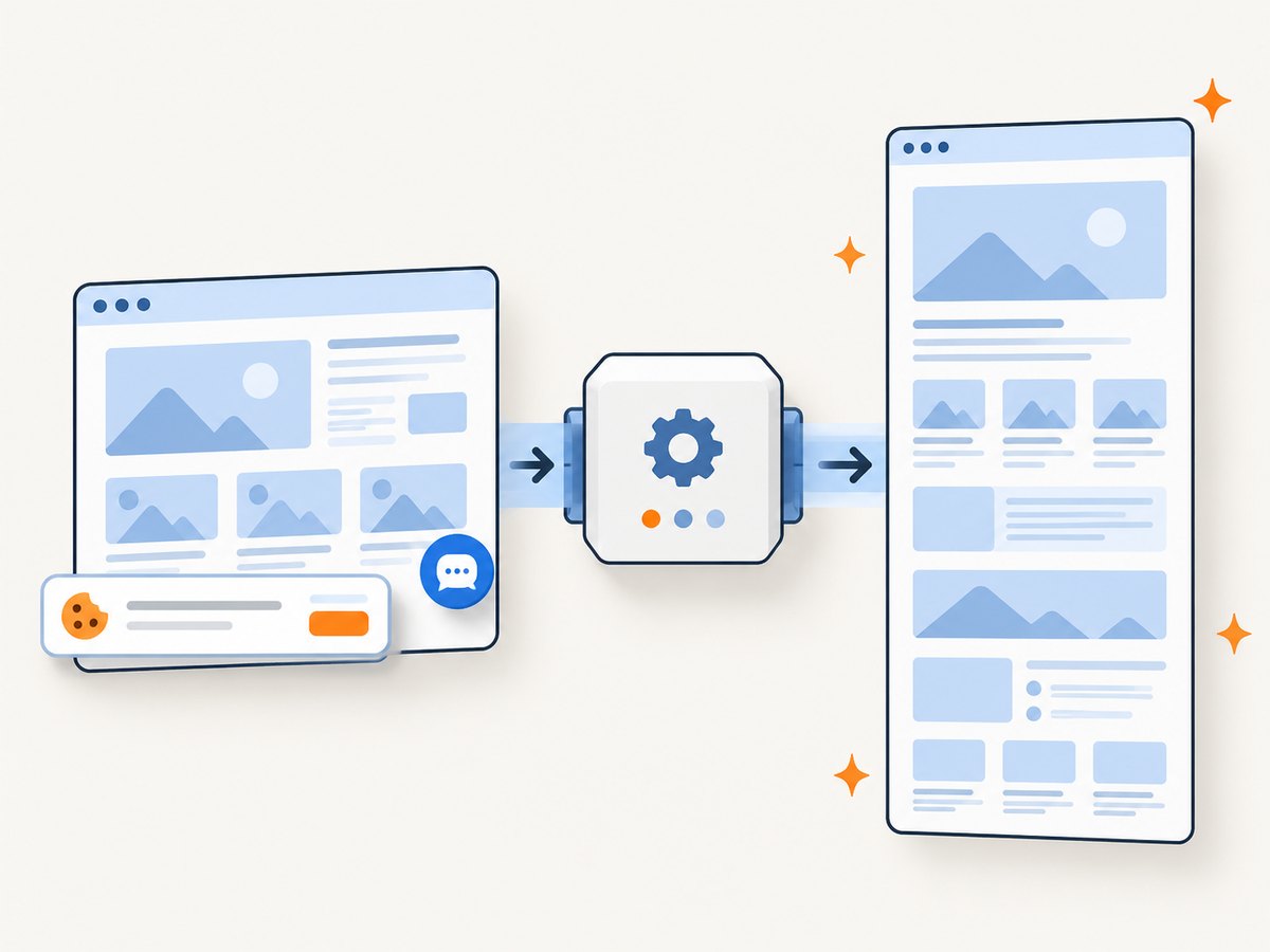 Automated capture can remove consent banners, popups and chat widgets before rendering the final image.