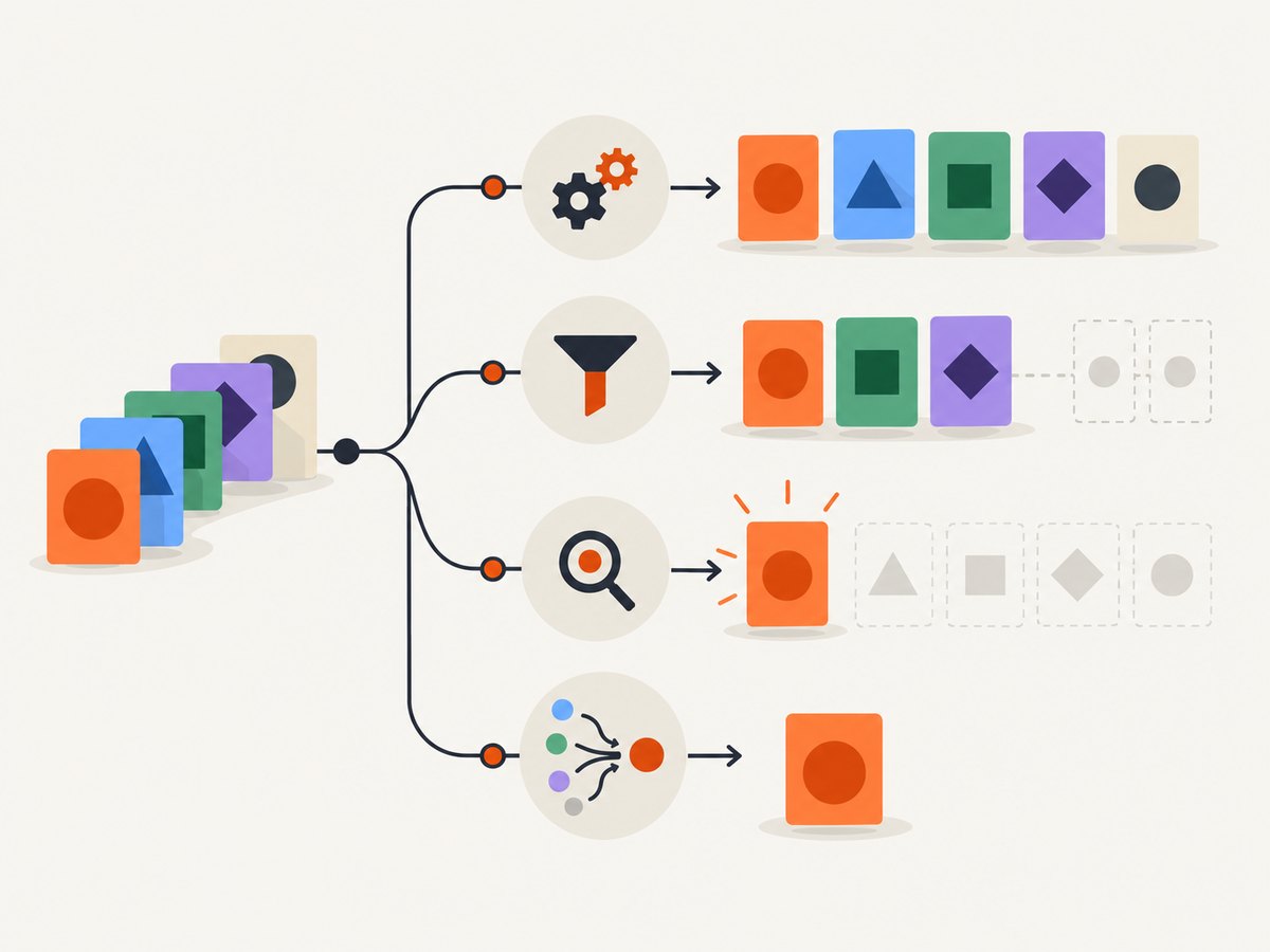 Choose an array method by the shape of the result you need.