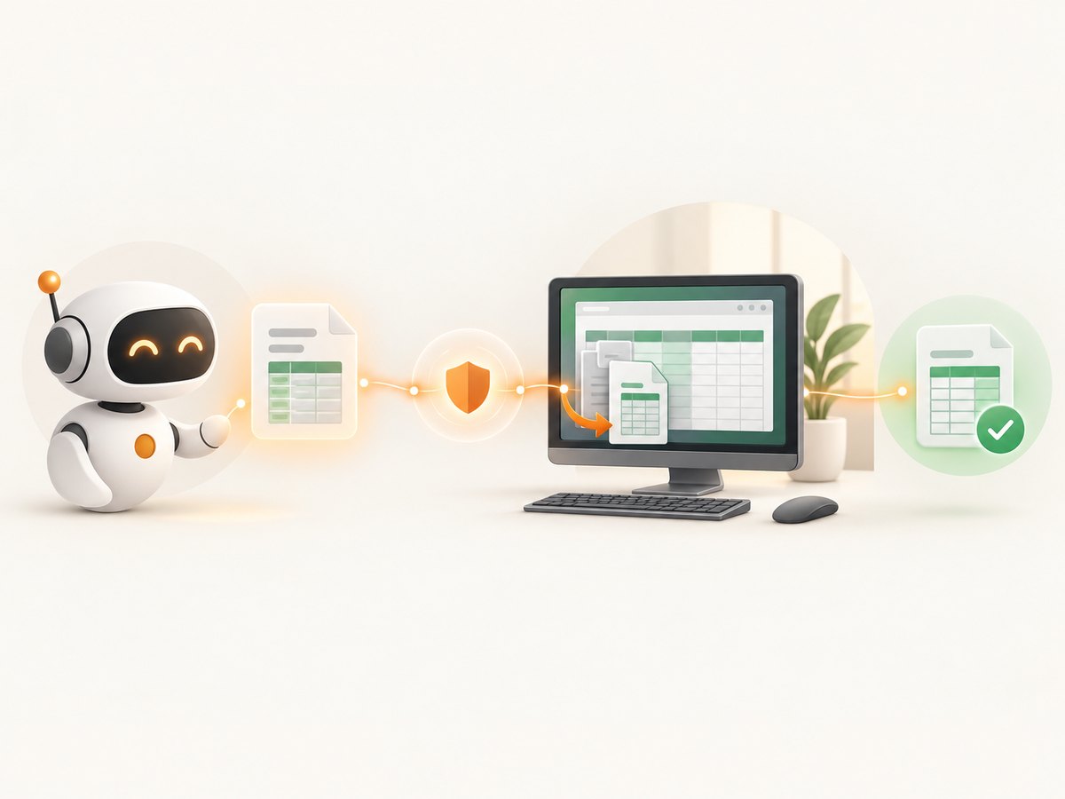 A precise request, restricted path, copied workbook, and verification step make automation safer.