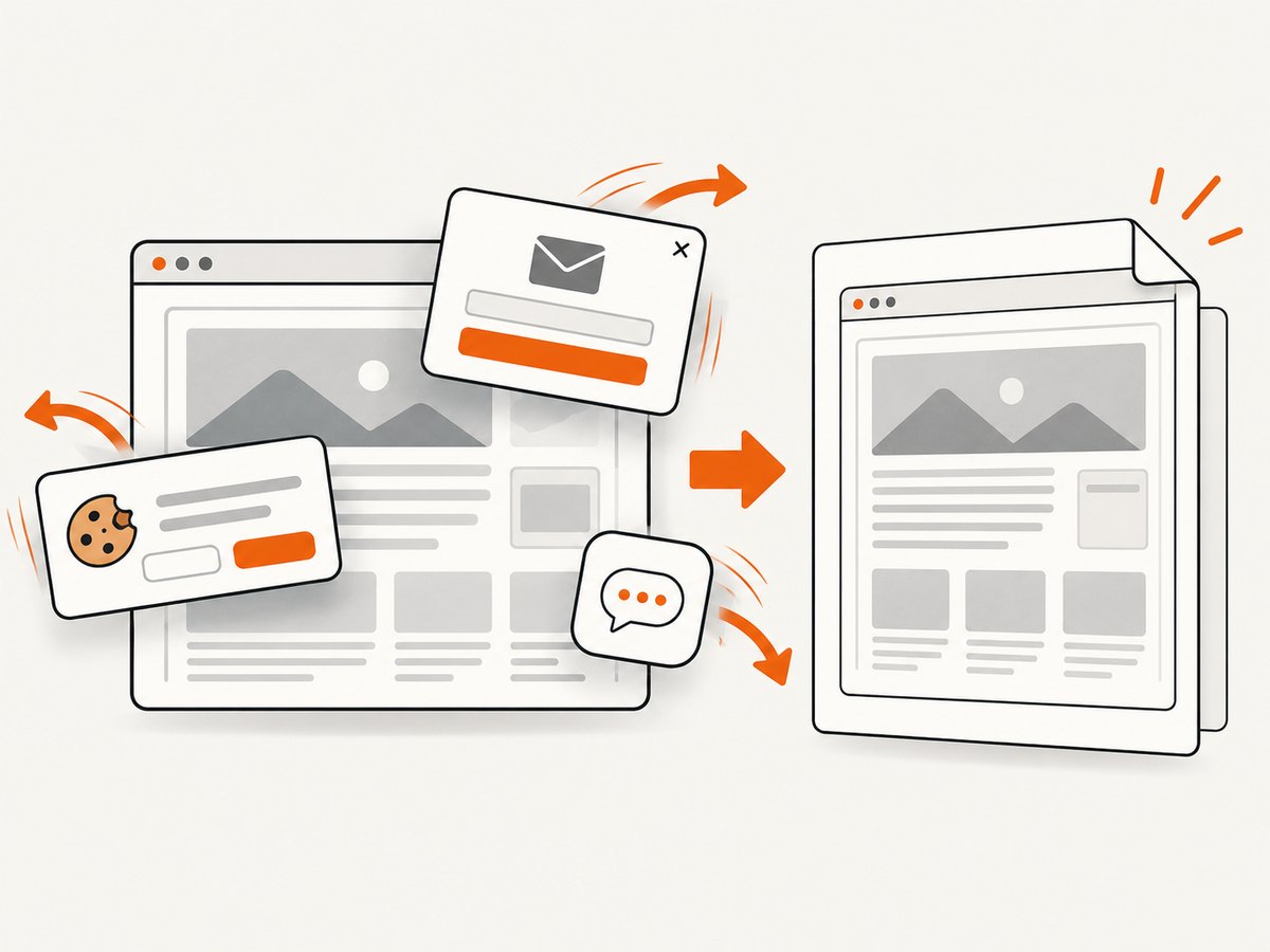 ScreenshotNeo can remove consent banners, newsletter popups, and chat widgets before capture.