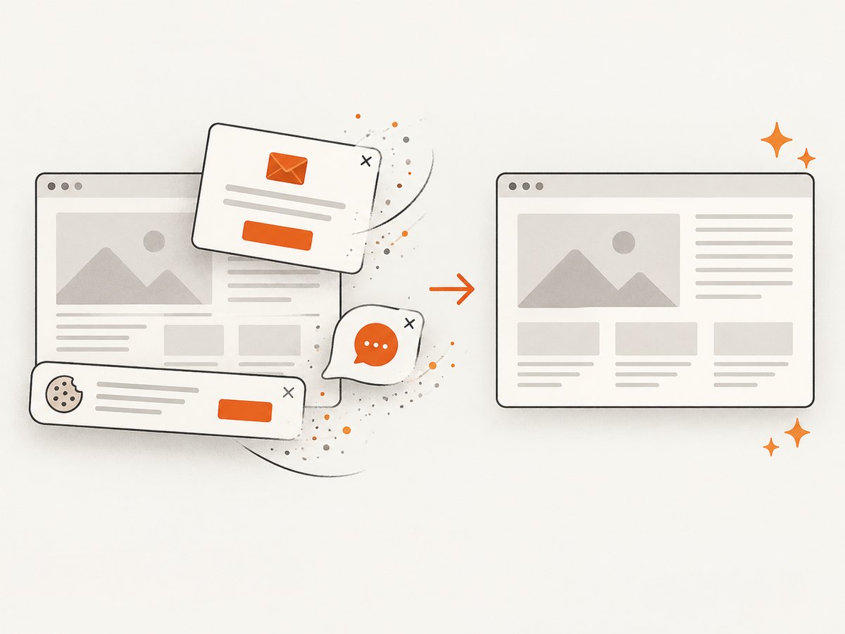ScreenshotNeo clears common consent banners, popups and chat widgets before capture.