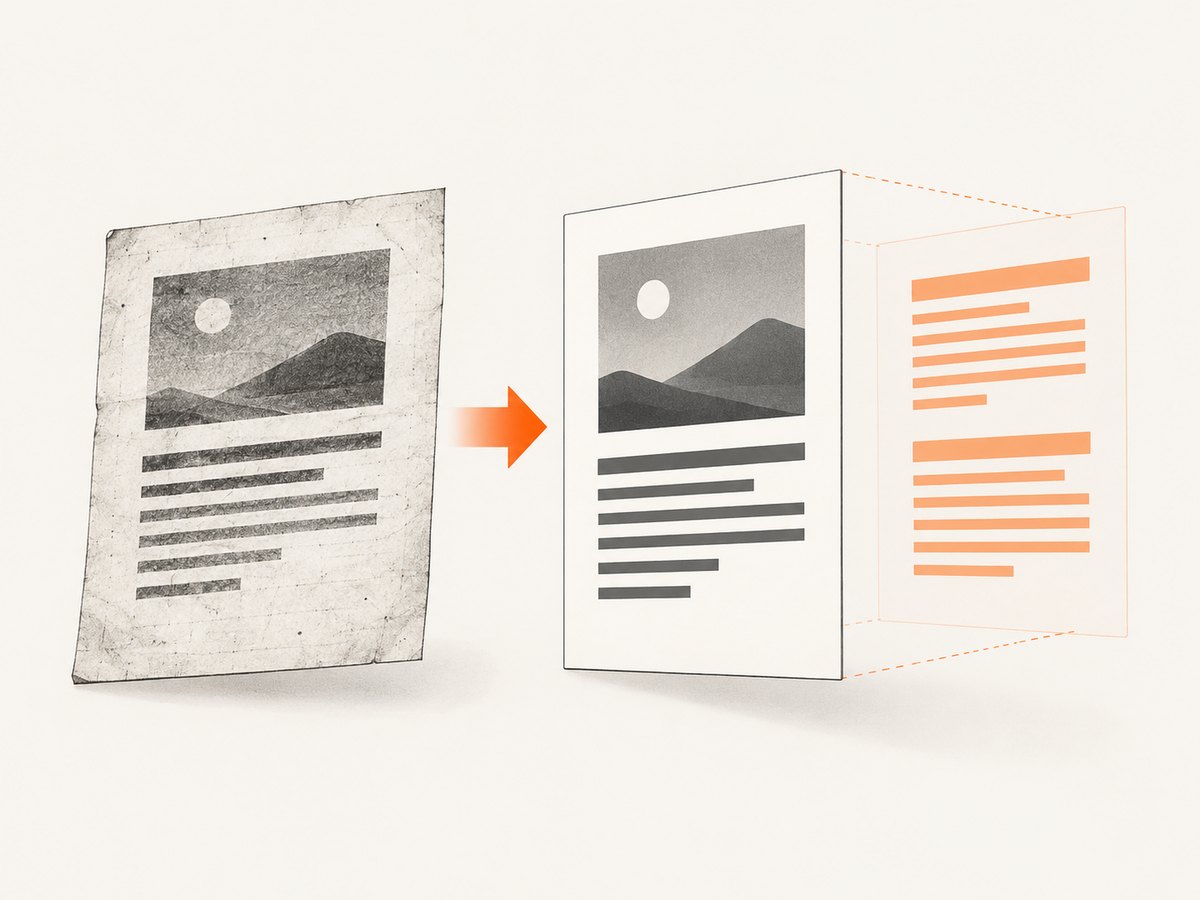 Scanned PDFs are best rendered, with OCR added only when searchable text is needed.