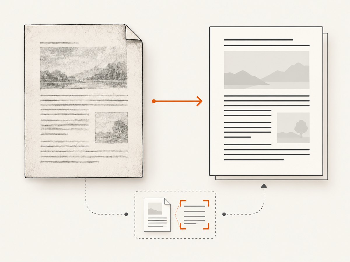A parser can extract an existing text layer; scanned image-only pages need OCR.