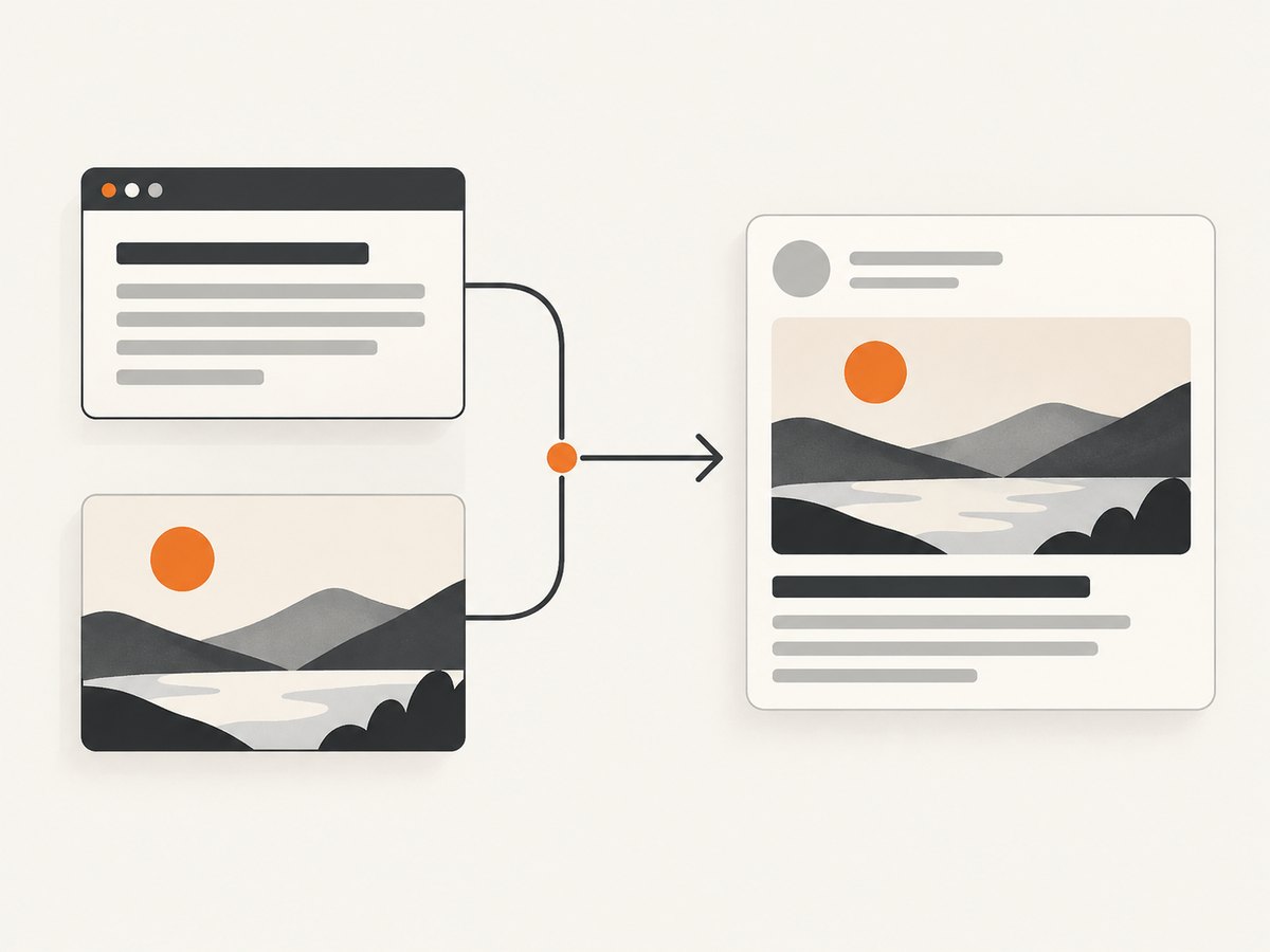 Open Graph metadata and a correctly sized image work together to form a link preview.