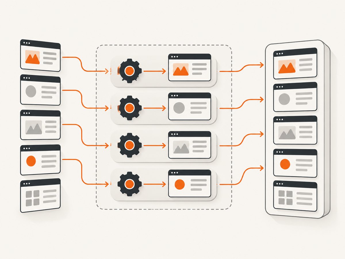 A bounded pool lets independent network requests overlap while each result stays associated with its URL.