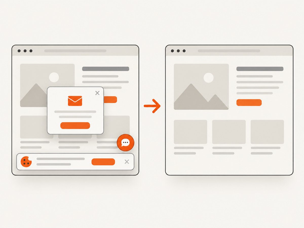 Consent banners and overlays can be removed before visual capture.