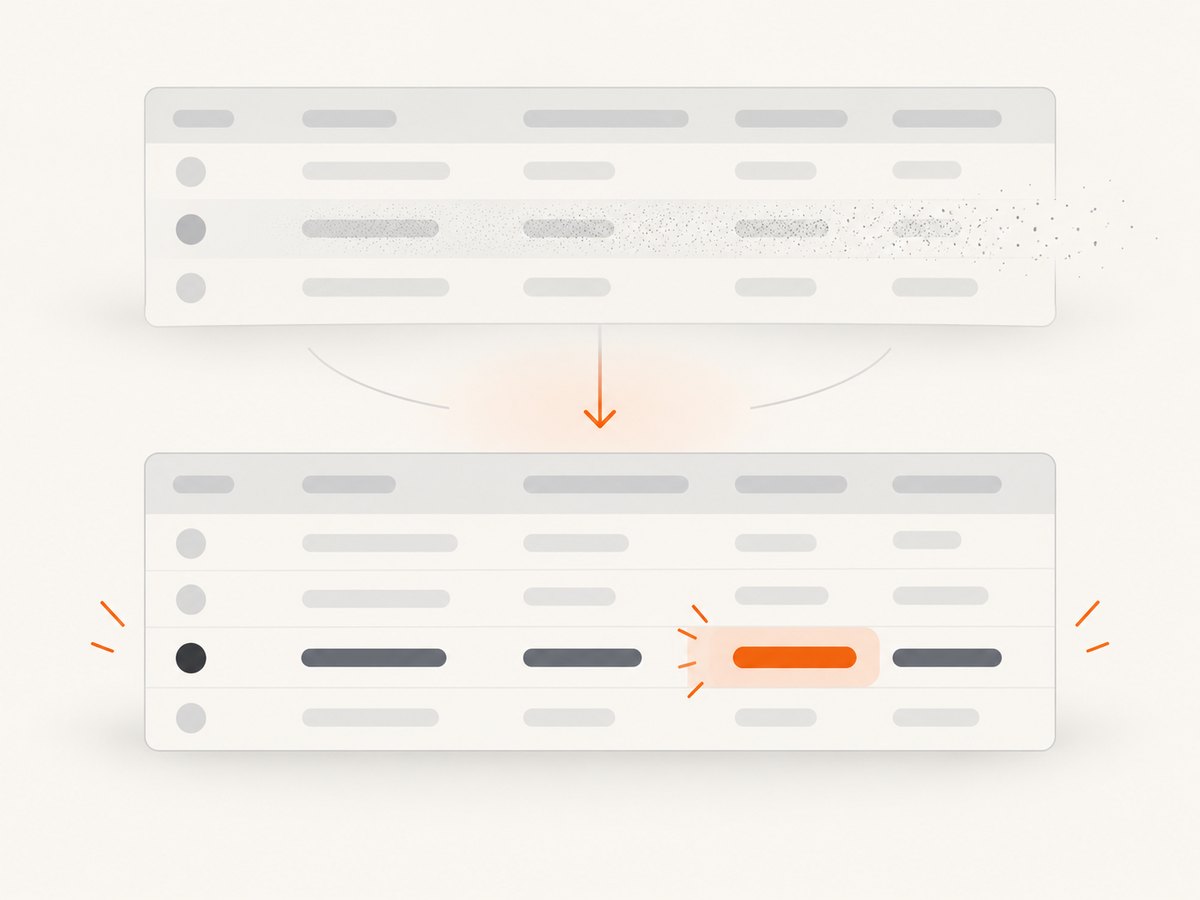 When a refresh replaces rows, detect staleness and locate the current cell again.