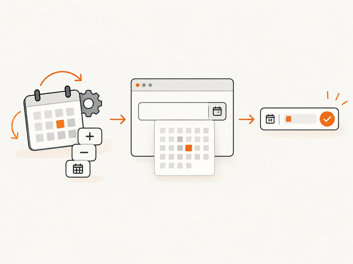 The date calculation and the browser interaction are separate steps: JavaScript finds the day, Selenium applies it.