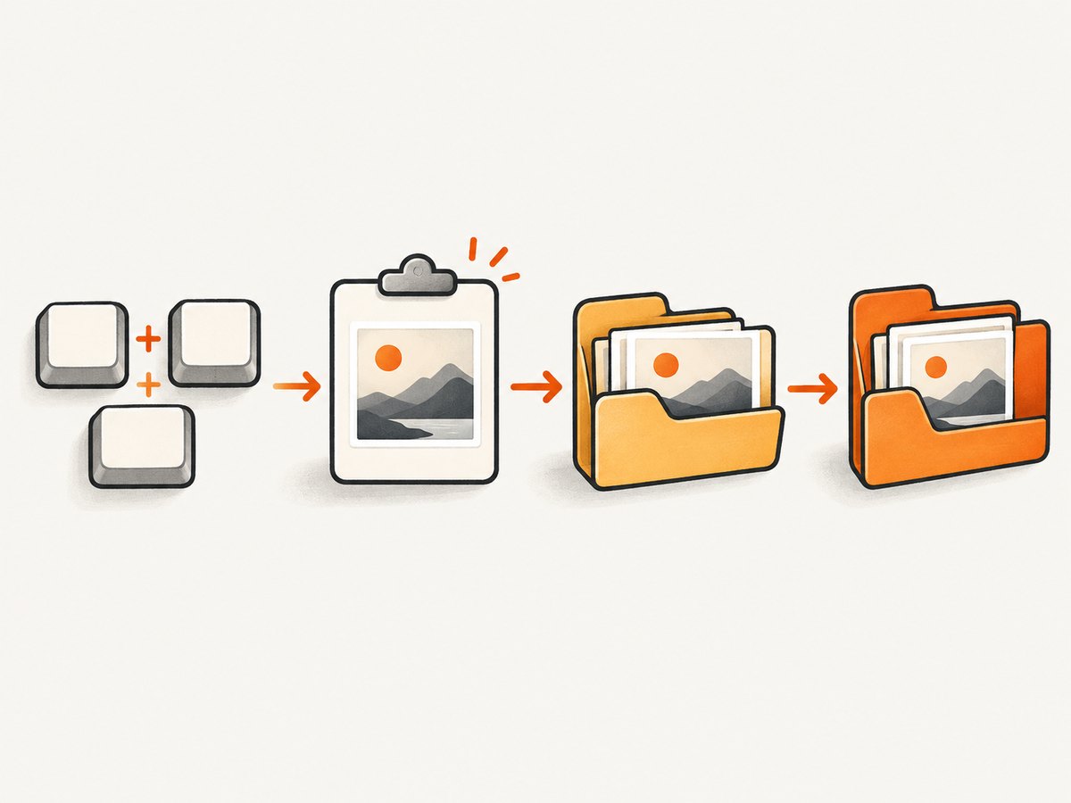 Windows+PrtScn creates a file in Pictures > Screenshots, while PrtScn alone copies the capture to the clipboard.