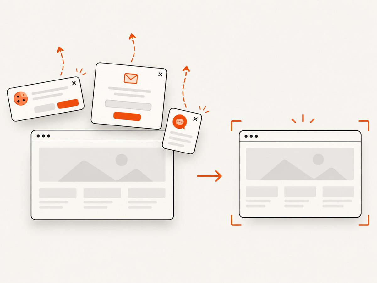 ScreenshotNeo removes common consent banners, popups, and chat widgets before capturing a web page.