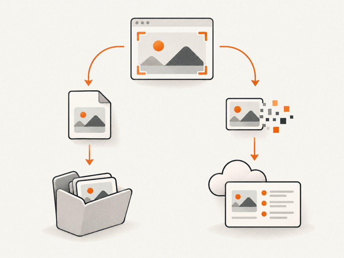 Choose a file for durable artifacts, or keep PNG bytes and Base64 in memory for processing and uploads.