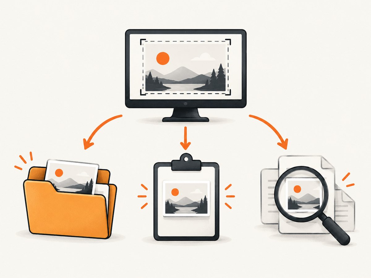 A screenshot may be a saved file, a clipboard entry, or a searchable snapshot.