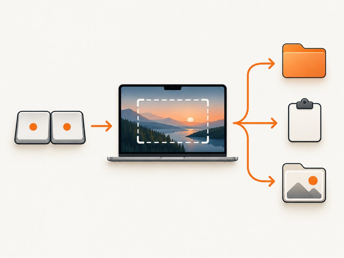 A screenshot can be saved to the Desktop, routed to the Clipboard, or sent to a custom folder.