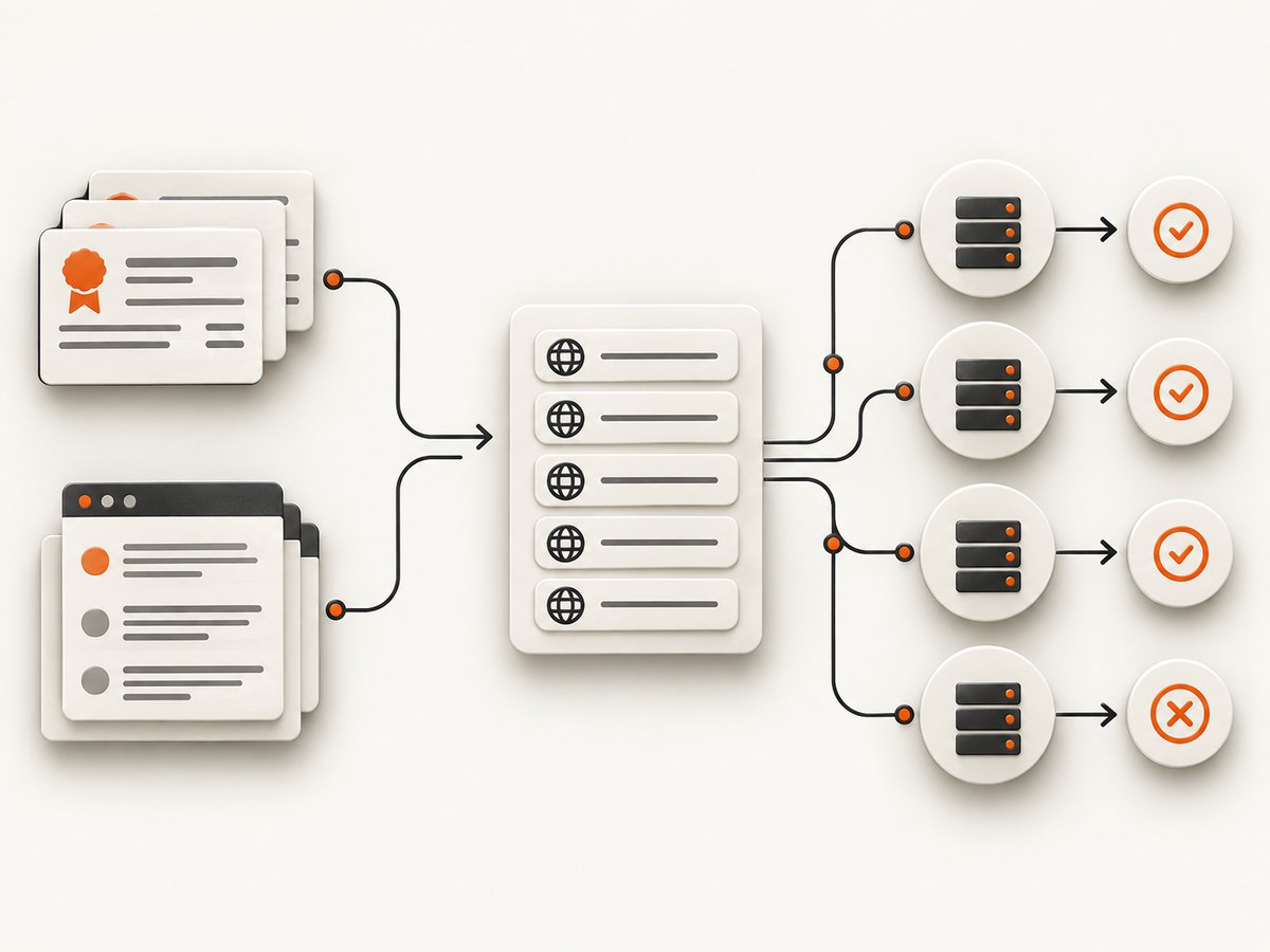 Passive sources produce candidates; DNS resolution determines which names currently answer.