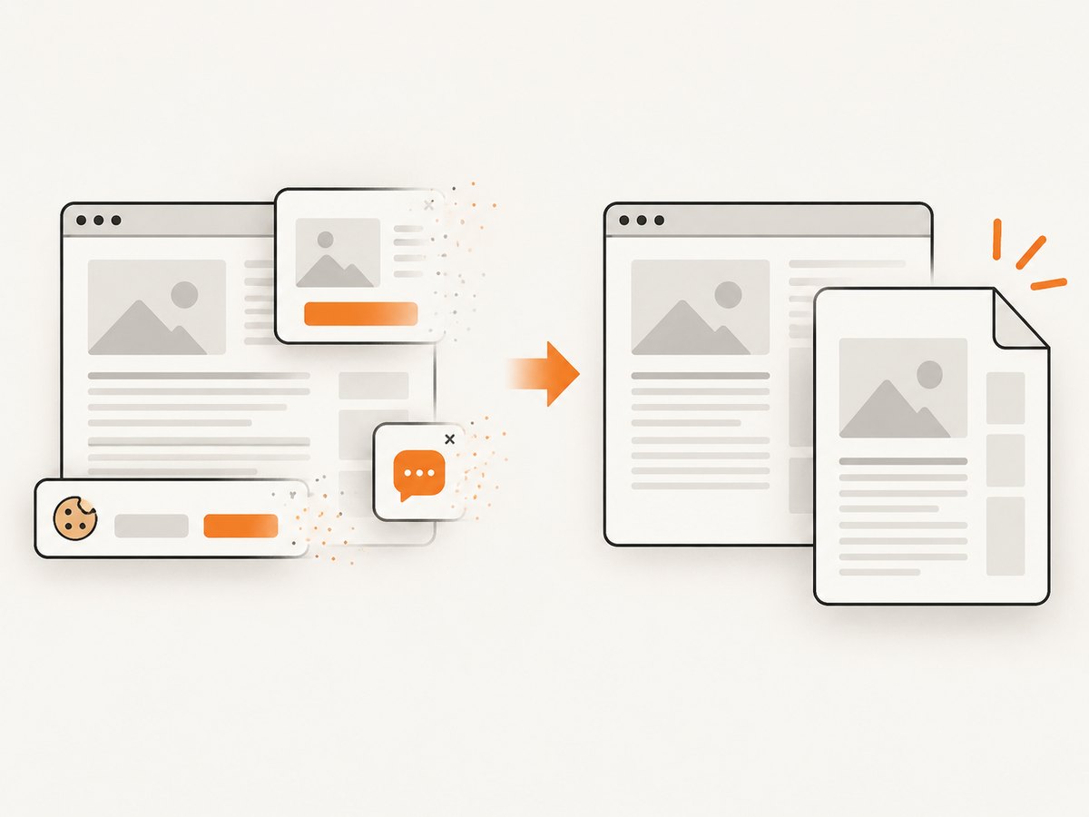 Removing overlays before capture preserves space for the content that matters.