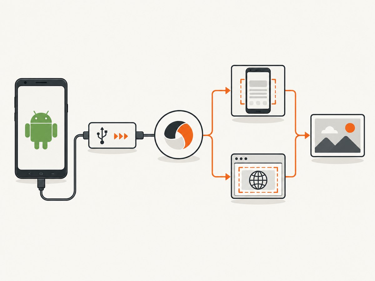 Android screenshot failures can occur in ADB, the web context proxy, or the application security layer.