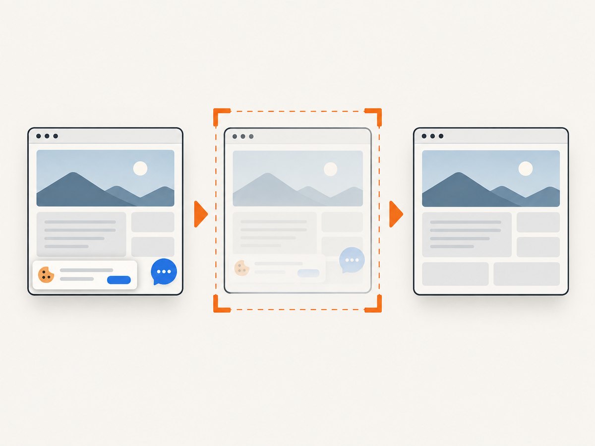 A webpage screenshot service can remove common consent banners and widgets before capture.