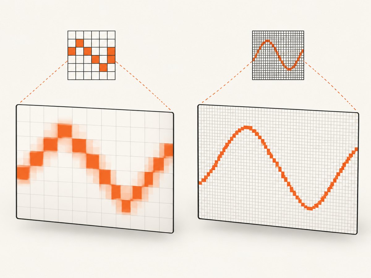 The canvas backing store determines how much detail is available when the chart is displayed or captured.