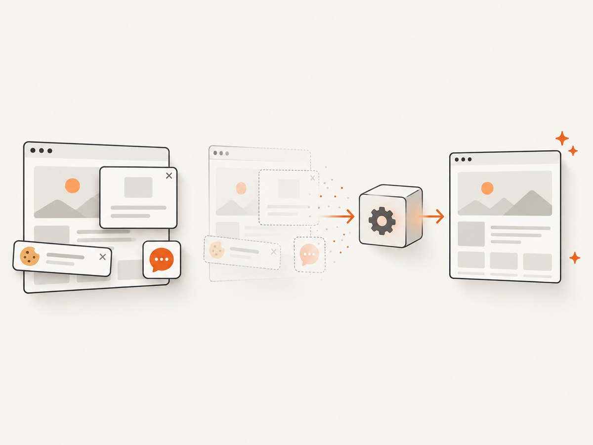 A website screenshot service can clean consent banners and overlays before returning the image.
