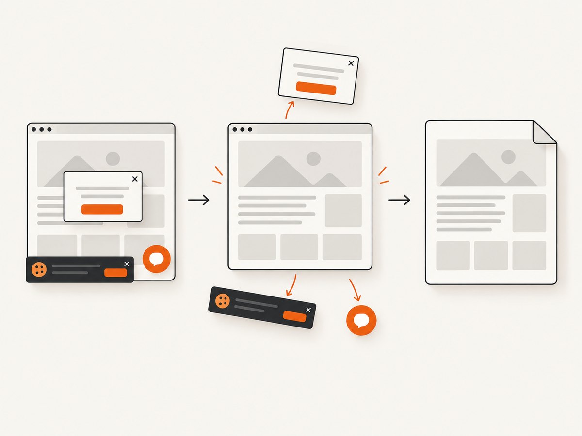A clean capture removes consent banners and overlays before rendering.
