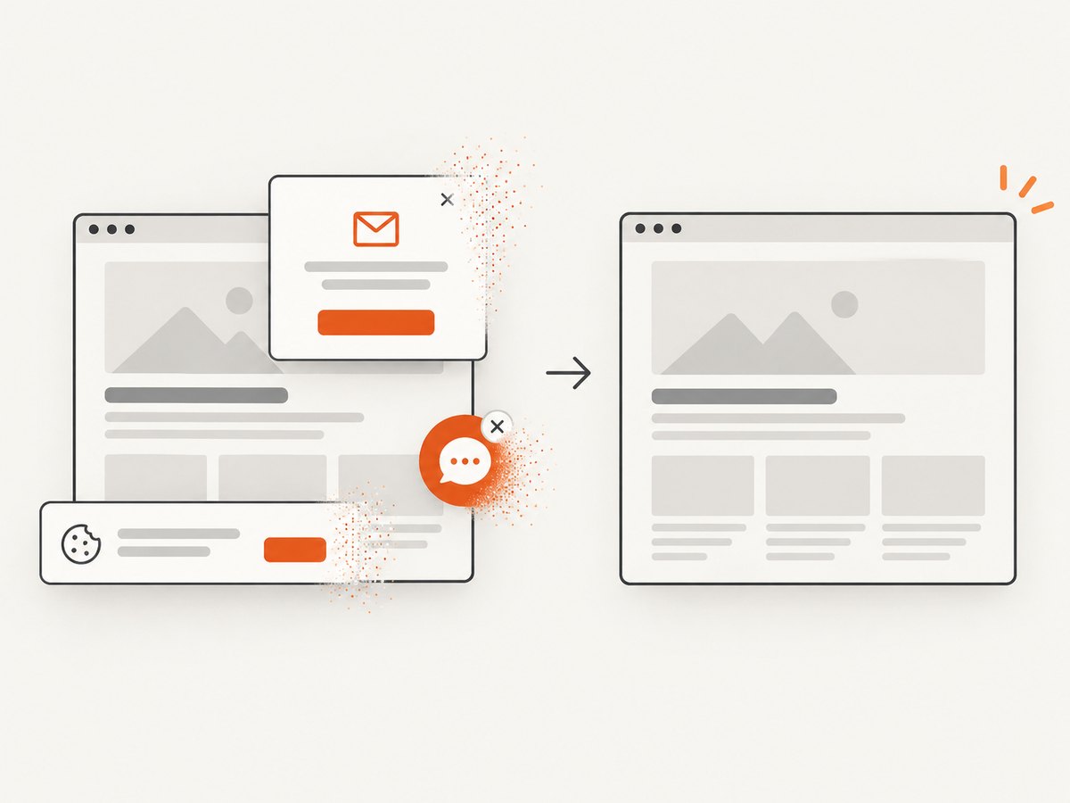 Removing overlays before capture keeps the saved page focused on its content.