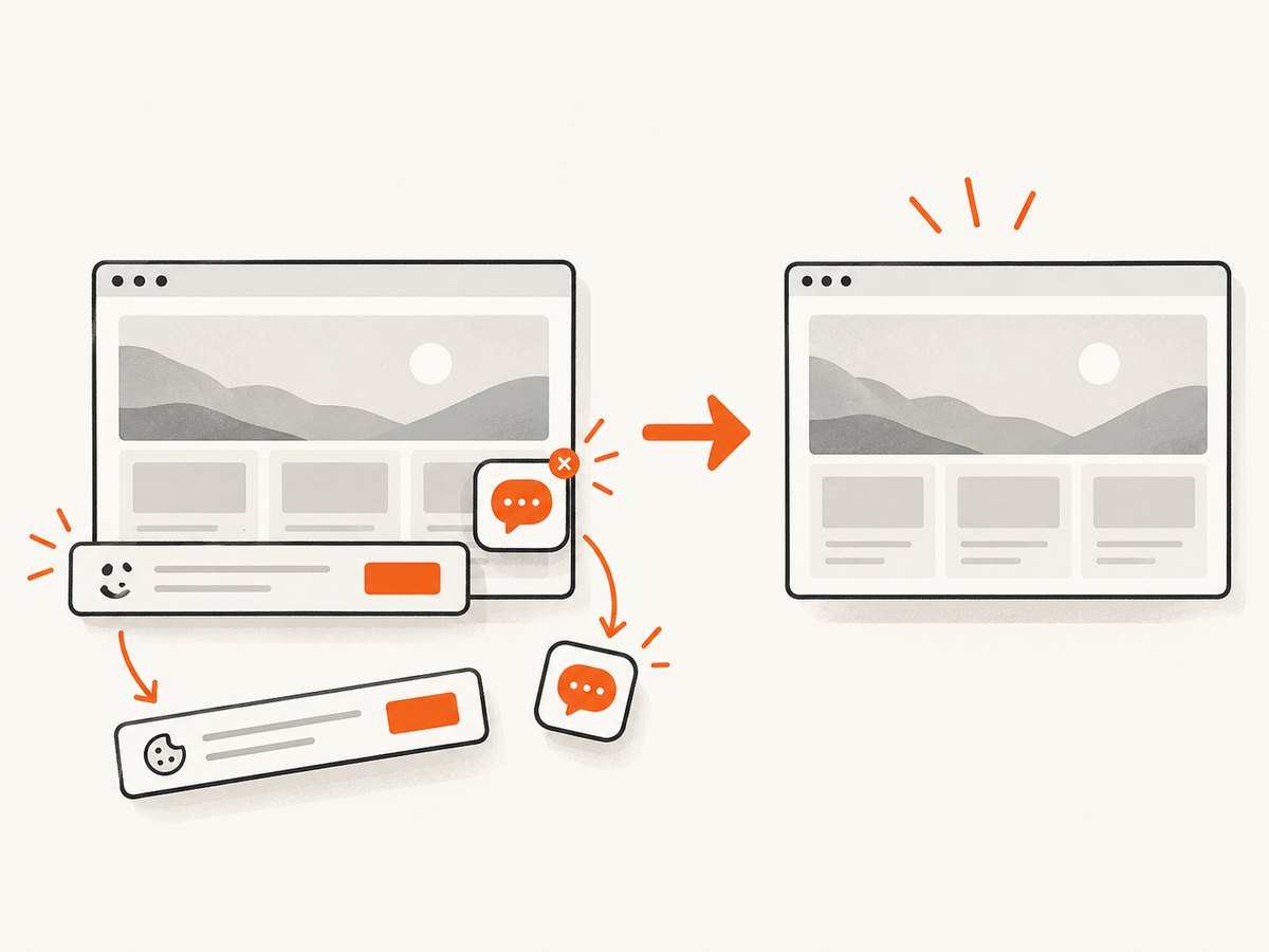 A hosted screenshot API can handle common overlays before returning a page capture.