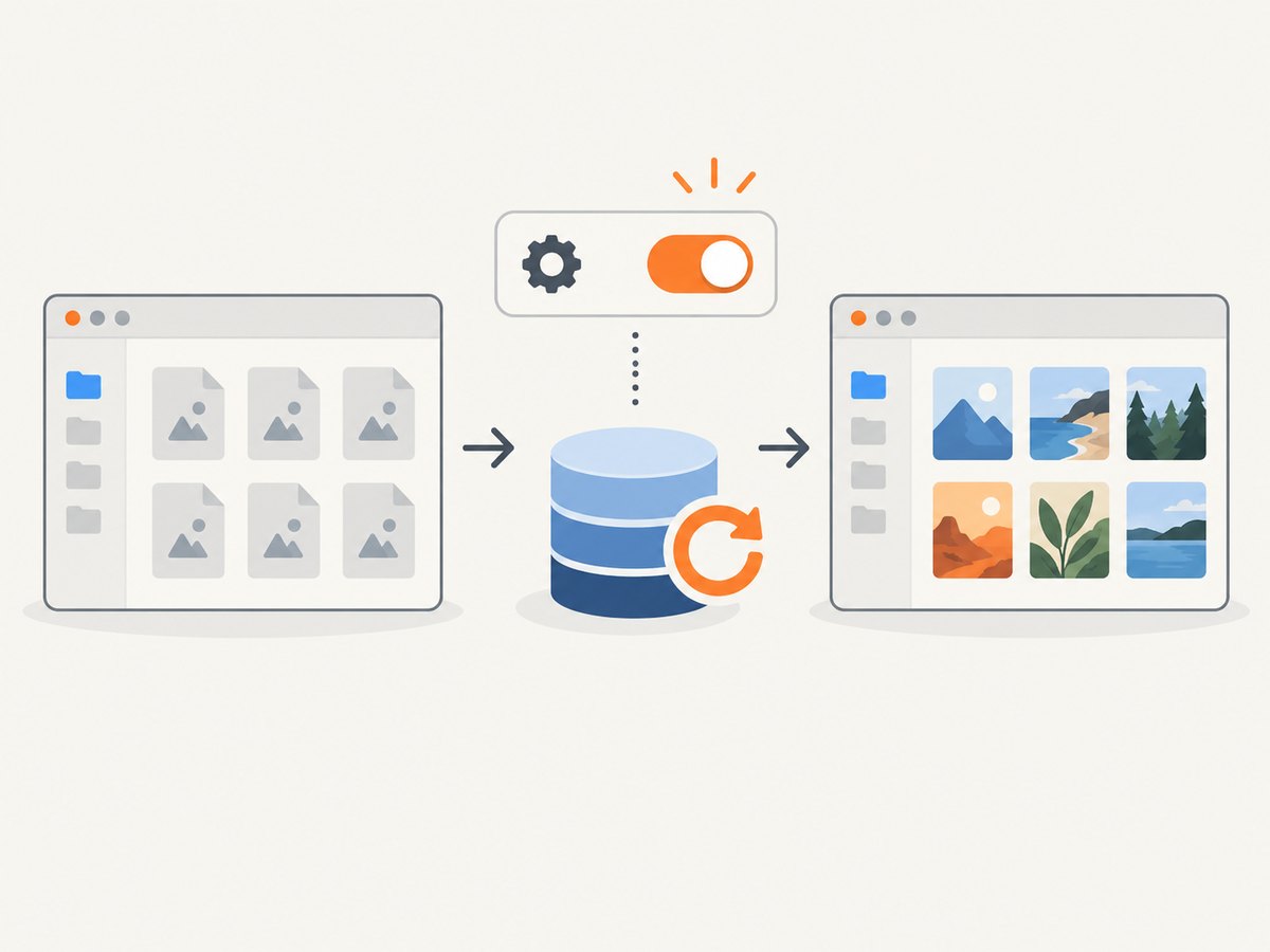 Check the Explorer thumbnail setting, then refresh the cache if previews remain missing.