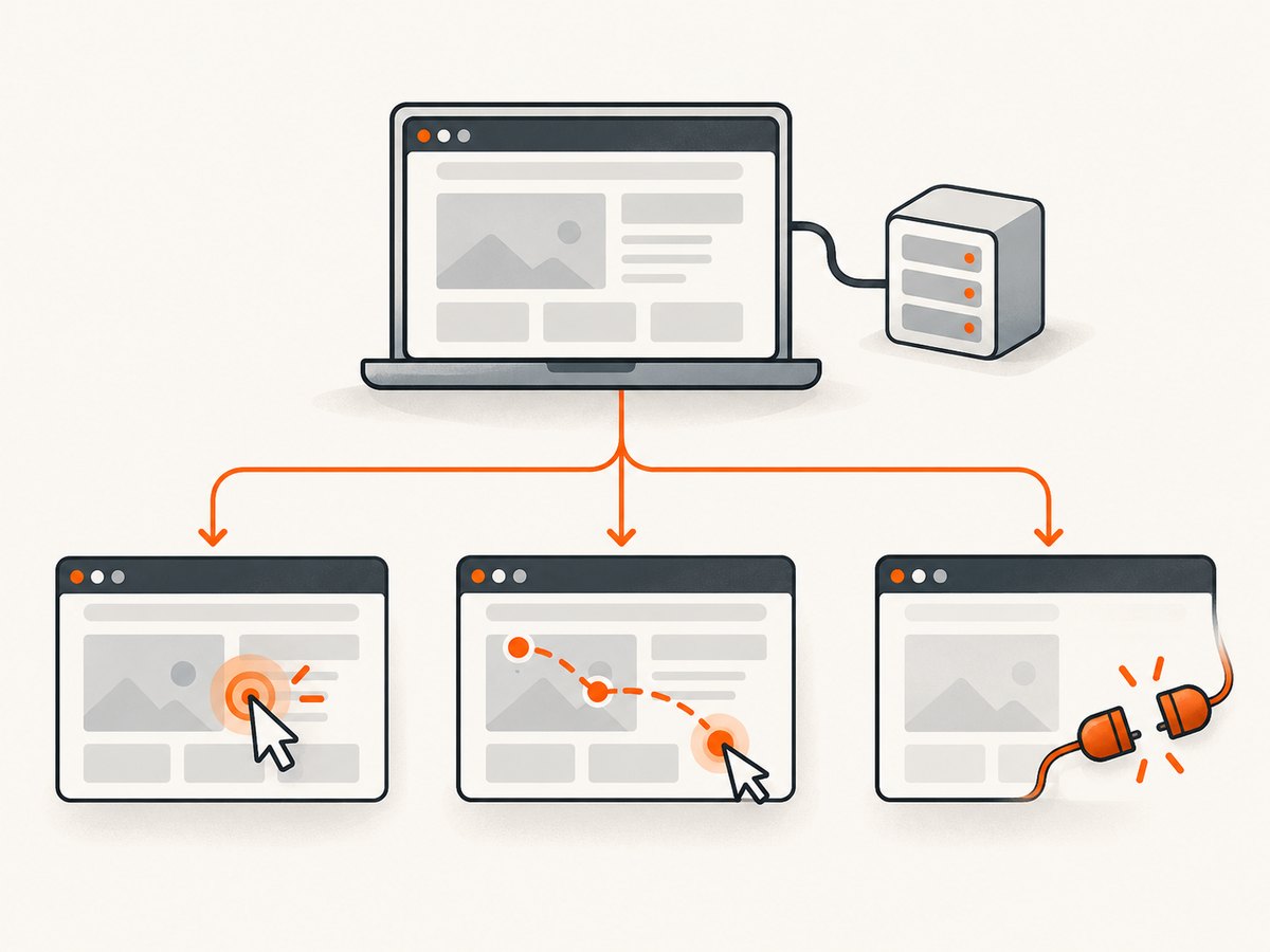The word cursor can describe a visual decoration, coordinate input, or an unavailable browser connection.