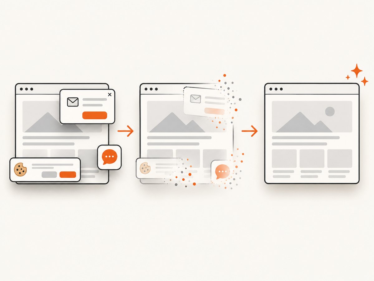 ScreenshotNeo removes common overlays before capturing the page.