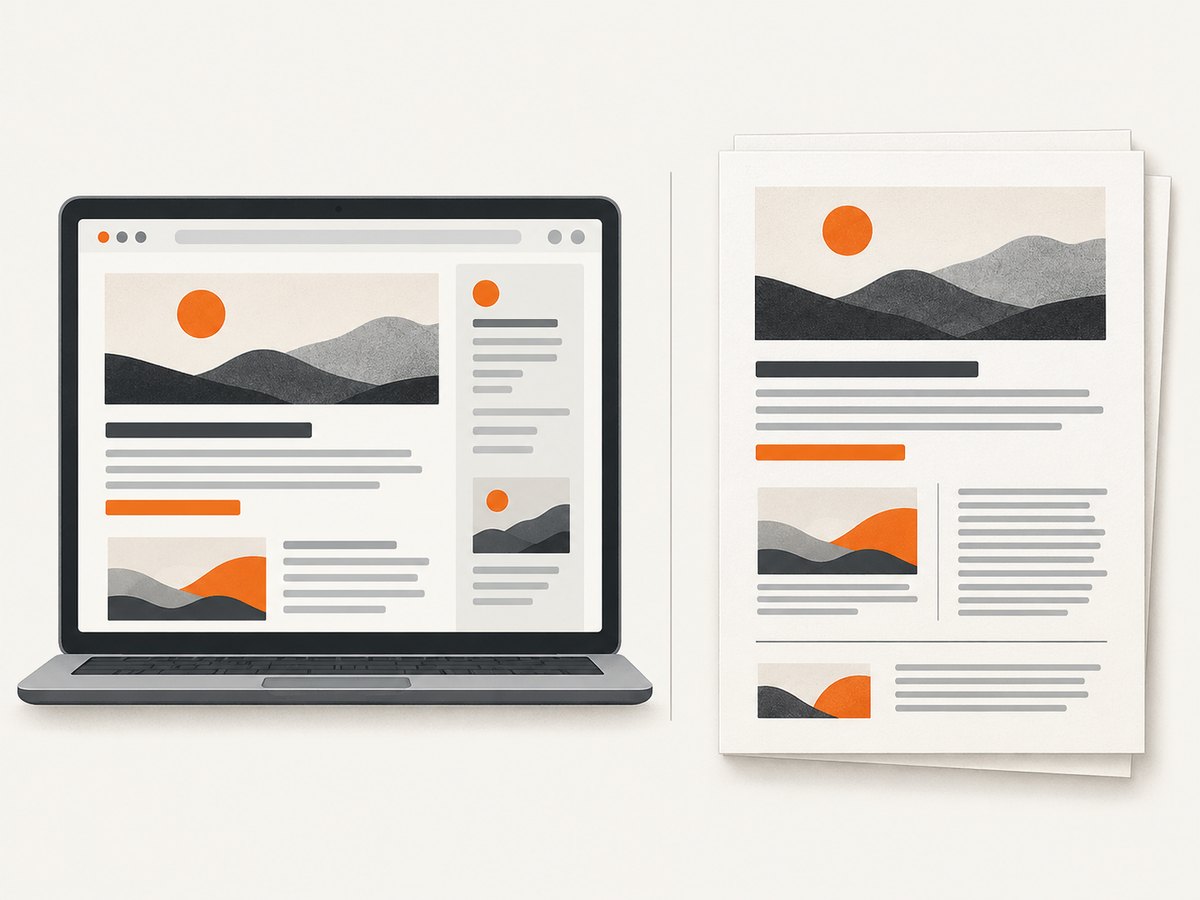Print media rules, backgrounds, fonts, and page geometry determine what reaches the PDF.