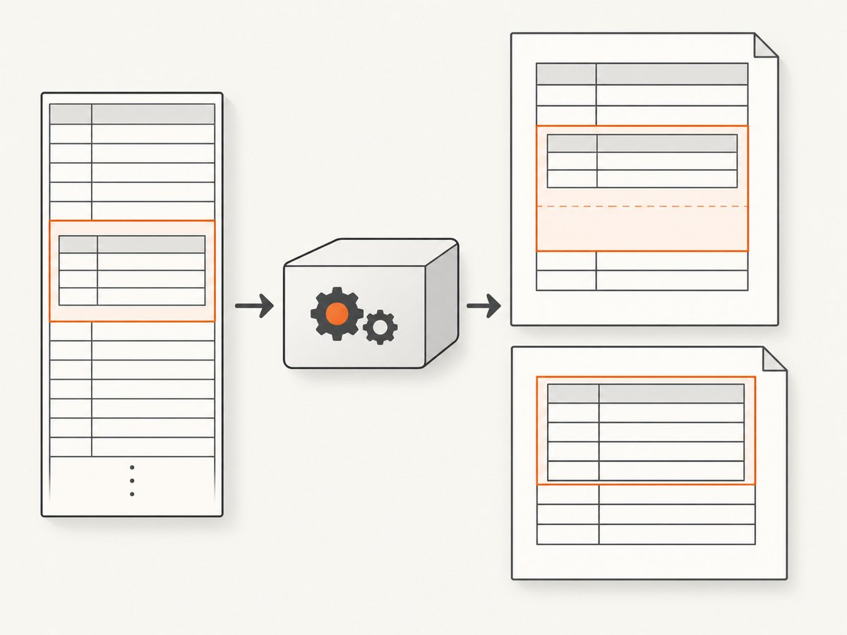 A parent cell can cross the printable boundary and push a nested table to the following page.