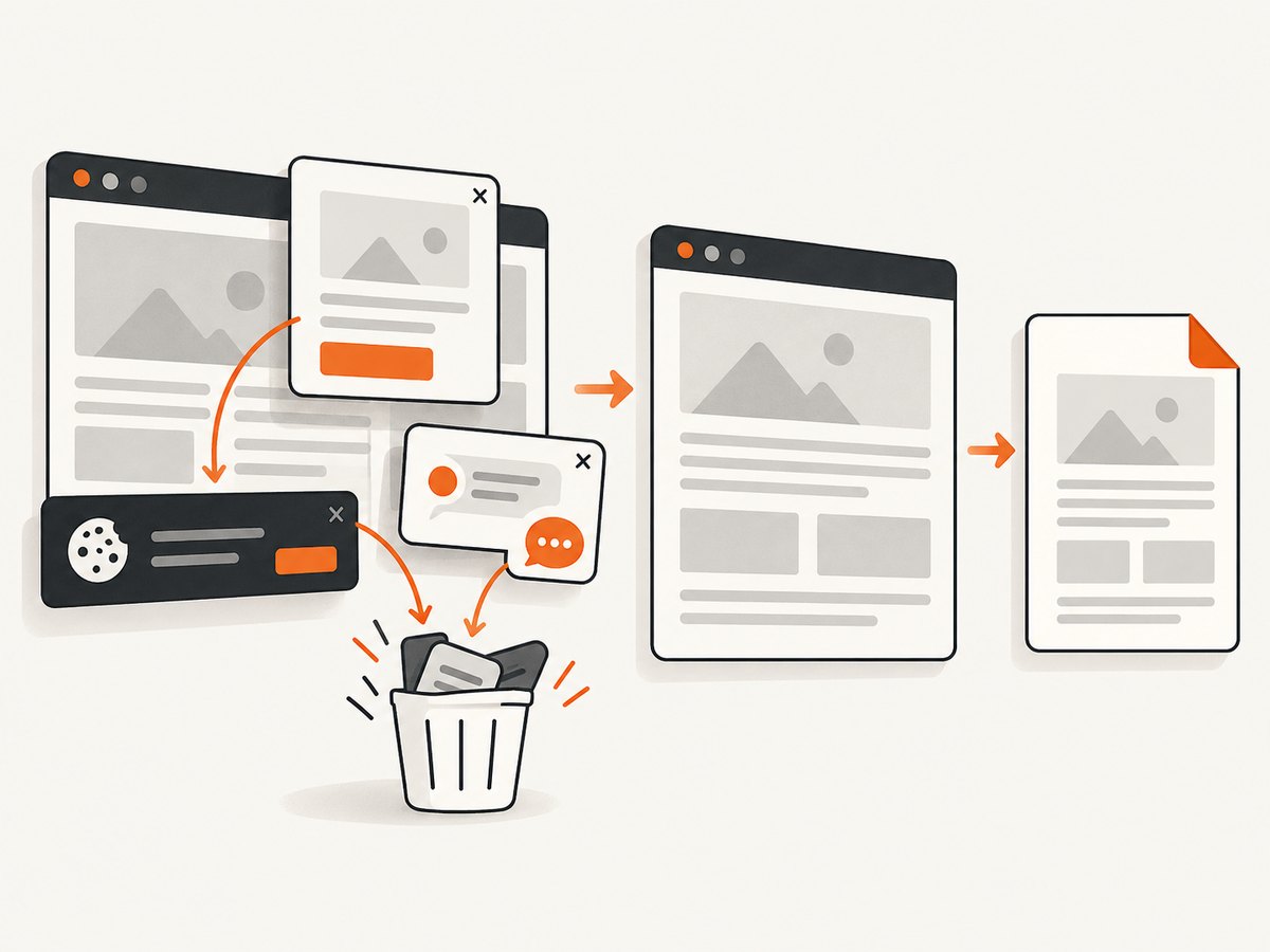 A capture service can handle consent and overlay cleanup before producing the document.
