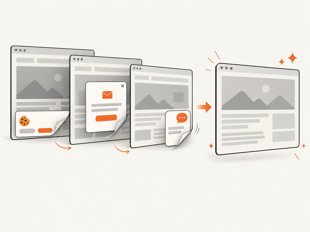 ScreenshotNeo removes common consent and overlay elements before capture.
