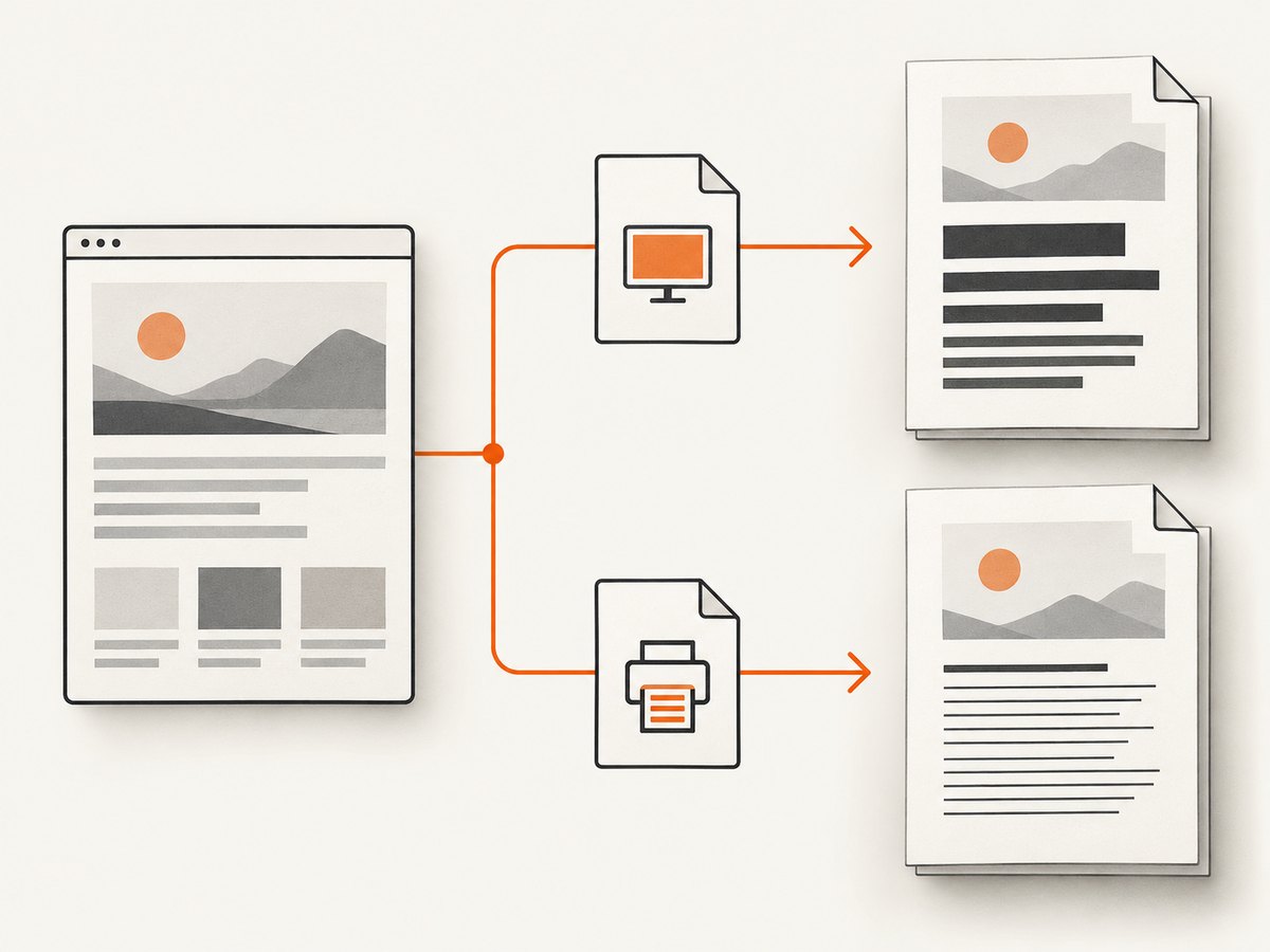 Puppeteer uses print media for PDFs unless you emulate screen media first.
