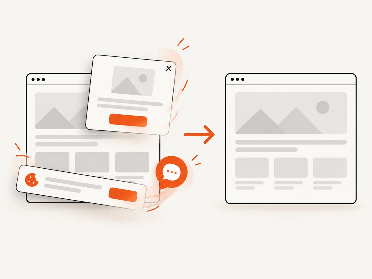 ScreenshotNeo removes common consent and overlay elements before capture.