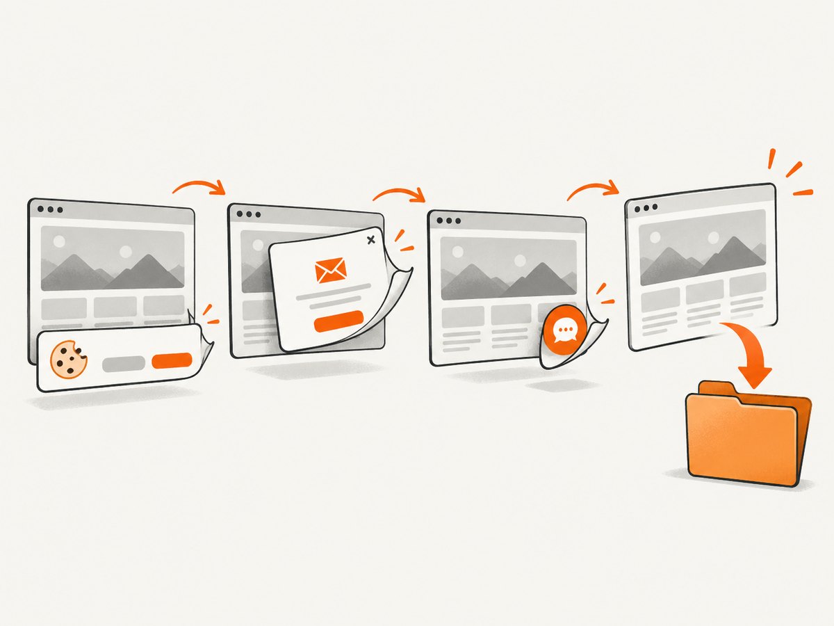 ScreenshotNeo removes common consent and overlay elements before capture.