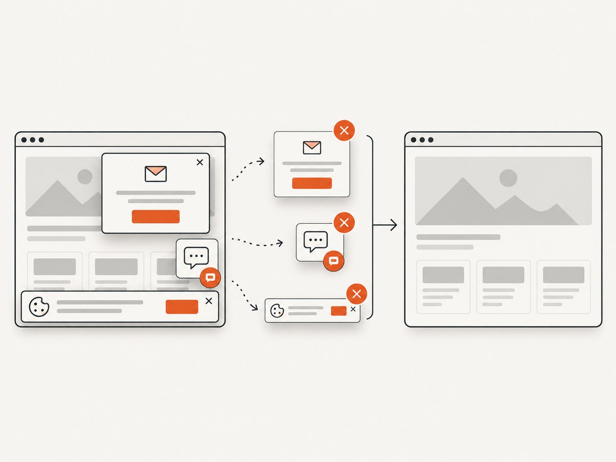 ScreenshotNeo removes common overlays before capture so your screenshot reflects the page content.