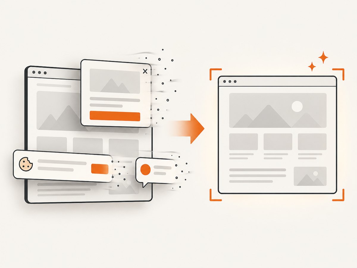 Consent banners, popups, and chat widgets can change the pixels you capture.