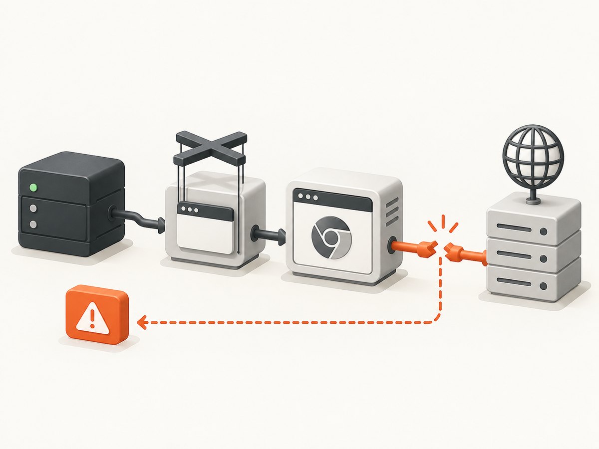The exception occurs while Puppeteer is starting Chrome and waiting for its WebSocket endpoint.