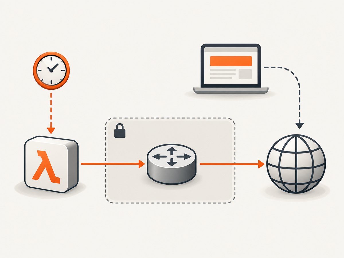 A page navigation can stall because the browser wait expired or because the Lambda network cannot reach the site.