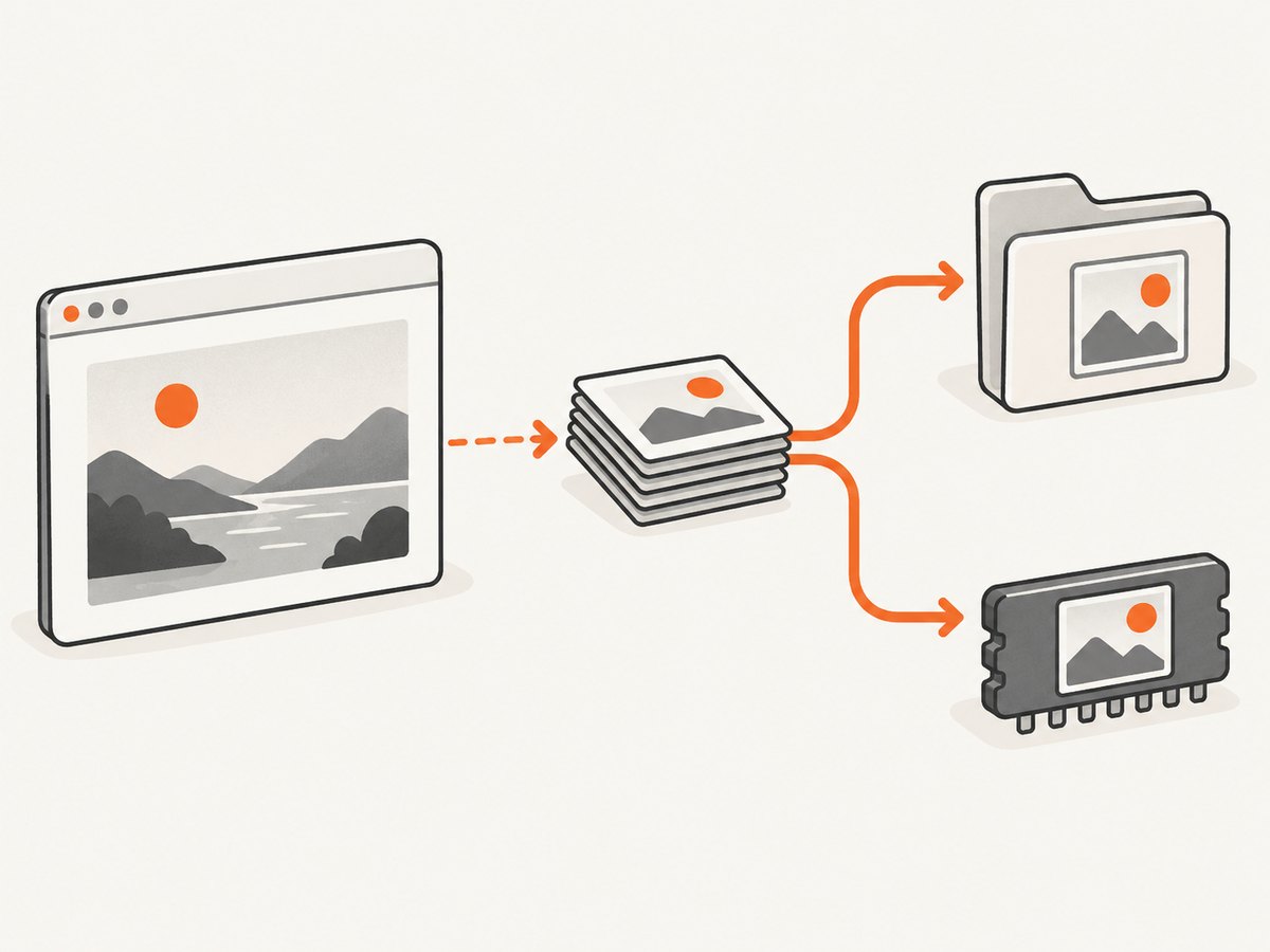 A screenshot can exist as returned image data without being written to disk; the path option directs Puppeteer to a file.