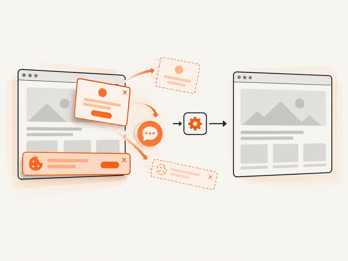 A managed screenshot API can remove common overlays before capture.