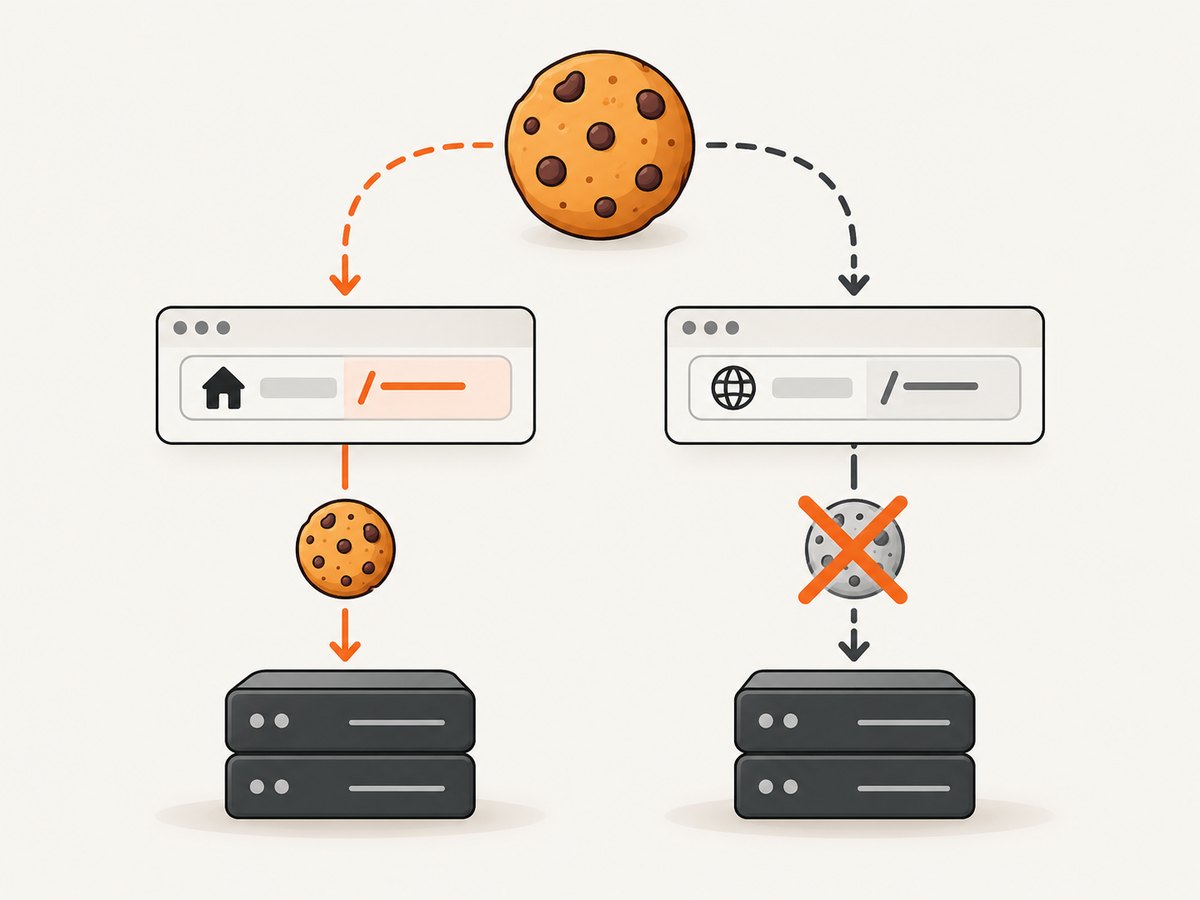 Cookie domain and path determine which requests receive the stored value.