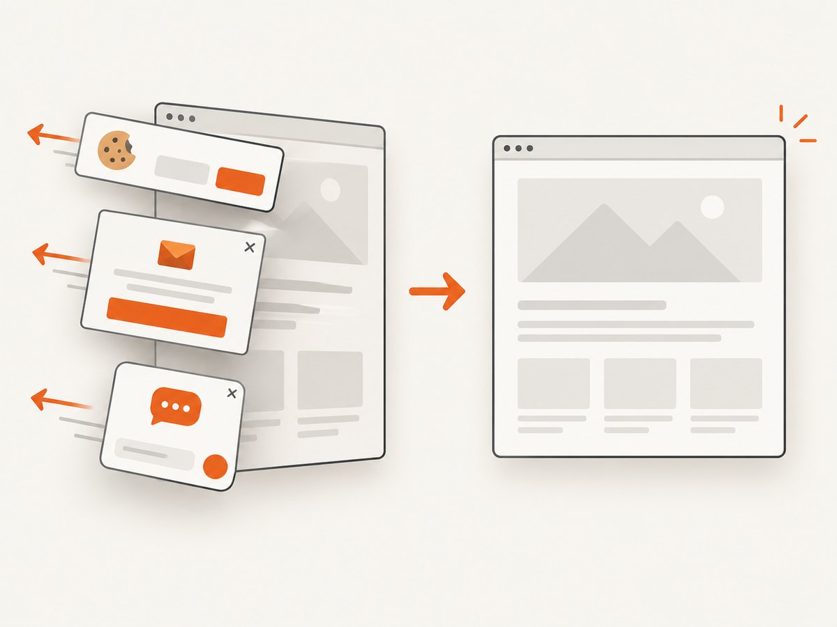 ScreenshotNeo removes common consent and overlay elements before capture.