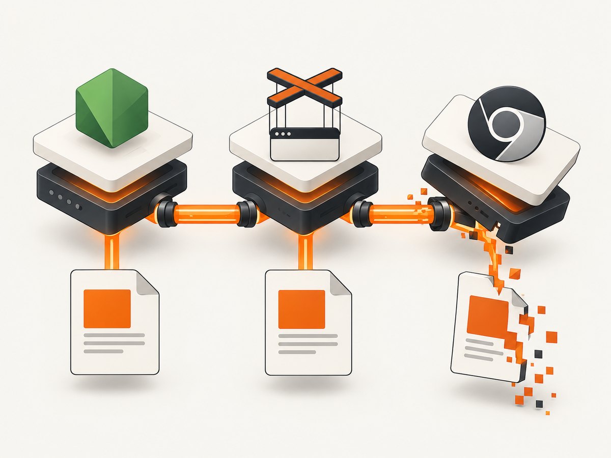 The deployed Node.js runtime, Puppeteer version, and Chromium binary must form a compatible stack.