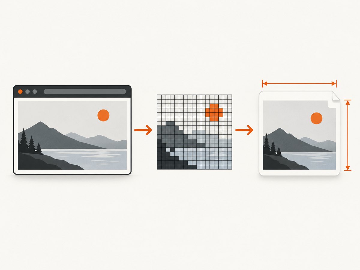 Separate viewport size, device scale, and final image pixels before changing settings.