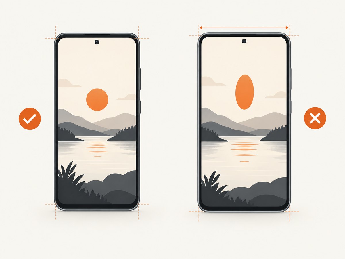 A mismatched Android Studio frame can stretch an otherwise correct capture.