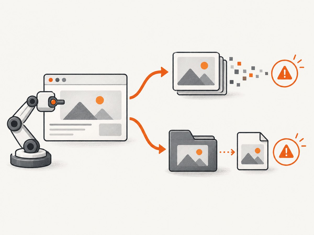 Separate browser capture from file writing to identify the failing layer.